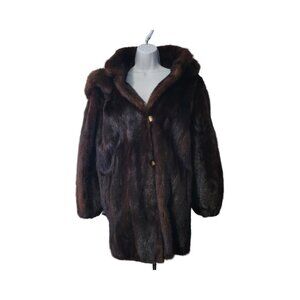 M Solomon Vintage Bemberg hooded fur coat